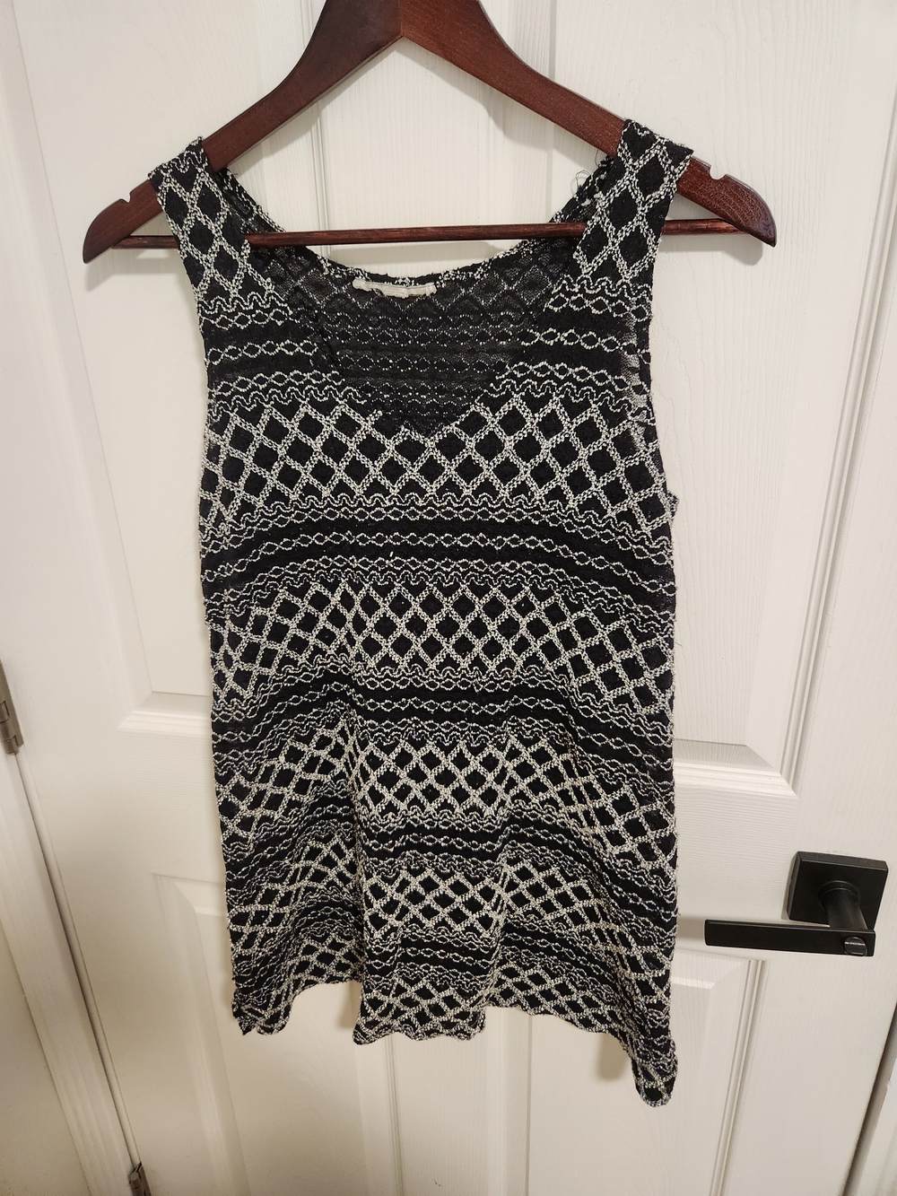 Source Unknown Black and White Crochet Swim Coverup